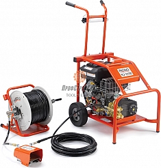 Комплектация бензиновой гидродинамической прочистной машины Ridgid KJ-3100