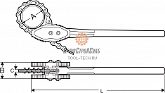 Размеры ключа цепного трубного с двойными губками Super-Ego 8"